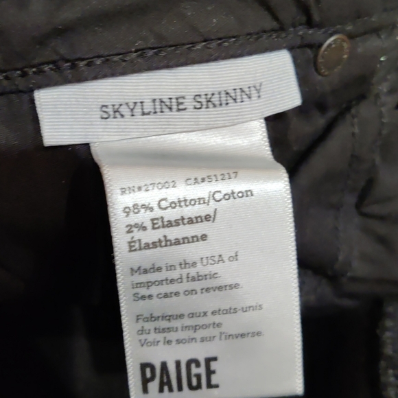 PAIGE Skyline Skinny Black Shadow jeans 27 - Picture 8 of 8